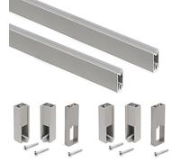 Emuca - Kit de barra para armario Luxe, 1,15 m, Pintado color piedra, Aluminio y Plástico, Lote de 2