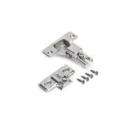 Emuca - Kit de bisagra recta X50 y suplemento para atornillar, Niquelado, Acero, 2 ud.