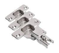 Emuca - Kit de bisagra recta X50 y suplemento para atornillar, Niquelado, Acero, 2 ud. (Paquete de 3)