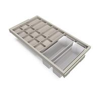 EMUCA - Kit de cajón Organizador, Bandeja Auxiliar y Bastidor de guías con Cierre Suave para Armario, Regulable, módulo 900mm, Gris Piedra, 7029549