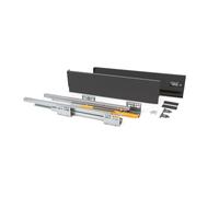 EMUCA - Kit de cajón para Cocina o baño con guias de extracción Total y Cierre Suave, Altura 105mm y Profundidad 500mm, Gris Antracita