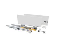 Emuca - Kit de cajón para cocina o baño con guias de extracción total y cierre suave, altura 185mm y profundidad 350mm, Blanco