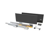 EMUCA - Kit de cajón para Cocina o baño con guias de extracción Total y Cierre Suave, Altura 185mm y Profundidad 450mm, Gris Antracita