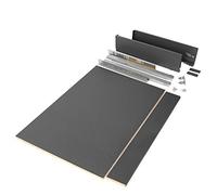 Emuca - Kit de cajón para cocina o baño con tableros incluidos y guias de extracción total con cierre suave, altura 93 mm para módulo 900 mm y profundidad 500 mm, Gris Antracita
