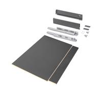 Emuca - Kit de cajón para cocina o baño con tableros incluidos y guias de extracción total con cierre suave, altura 93 mm para módulo 900 mm y profundidad 500 mm, Gris Antracita