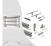 Emuca Kit Estructura Modular Zero – Herrajes montaje pared, Aluminio y Zamak, Gris Piedra, 1 kit