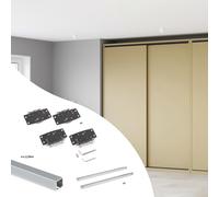 Emuca Kit de herrajes Flow2 para 2 puertas correderas con cierre suave, 2.35m, Anodizado mate