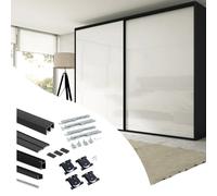 Emuca Kit de herrajes Placard 74 para armario de 2 puertas correderas, cierre suave y tirador Sharp, negro