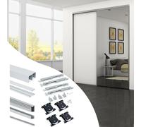 Emuca Kit de herrajes Placard Wave para 2 puertas correderas, cierre suave, anodizado mate