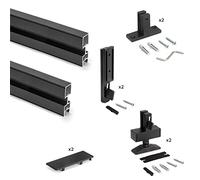 EMUCA - Kit de perfiles con herrajes para Montaje en L, Aluminio y Zamak, Negro Texturizado, 2 uds