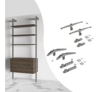 Emuca Kit de soportes para estructura Zero, 3 estantes de madera y 1 módulo, Gris piedra