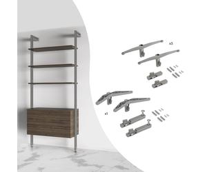 Emuca Kit de soportes para estructura Zero, 3 estantes de madera y 1 módulo, Gris piedra