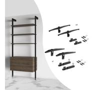 Emuca Kit de soportes Zero para 3 estantes de madera y 1 módulo, Negro texturizado