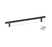 Emuca Tiradores para mueble L188 mm, intereje 128 mm, acero pintado negro – Lote de 10