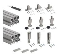 Emuca - Kit estructura modular Zero con herrajes y 3 perfiles para montaje al suelo y a pared con nivelador circular, Aluminio y Zamak, Gris piedra, 3 uds
