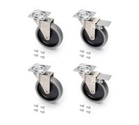 EMUCA - Lote de 4 Ruedas pivotantes para Mueble Ø100mm con Placa de Montaje y rodamiento de Bolas, Ruedas de Goma para Muebles Color Gris