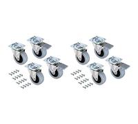 EMUCA Lote de 4 ruedas pivotantes para mueble Ø75mm con placa de montaje y rodamiento de bolas + Lote de 4 ruedas pivotantes para mueble Ø50mm con placa de montaje y rodamiento de bolas