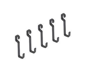 Emuca - Lote de 5 ganchos para colgar de cocina, colgadores para utensilios de cocina, acero, gris antracita.
