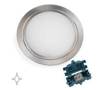 Emuca - Luminaria Led para mueble, aplique led para empotrar, no necesita convertidor, diámetro 84 mm, acero y plástico, níquel satinado.