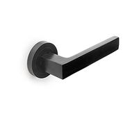 EMUCA - Manetas para puertas de interior, juego de manillas para puerta de paso con roseta D.50 mm, Aluminio, Negro