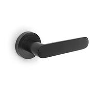 EMUCA - Manetas para puertas de interior, juego de manillas para puerta de paso con roseta D.50 mm, Aluminio, Negro