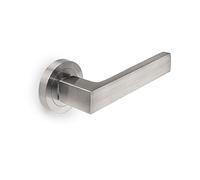 EMUCA - Manetas para puertas de interior, juego de manillas para puerta de paso con roseta D.50 mm, Aluminio, Níquel satinado.