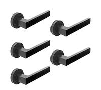 EMUCA - Manetas para puertas de interior, lote de 5 juegos de manillas para puerta de paso con roseta D.50 mm, Aluminio, Negro