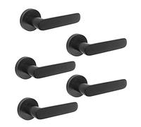 EMUCA - Manetas para puertas de interior, lote de 5 juegos de manillas para puerta de paso con roseta D.50 mm, Aluminio, Negro