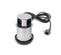 Emuca - Multiconector extraíble Vertikal Push diámetro 100mm, 3 enchufes Tipo Schuko, 1 USB Tipo A, 1 USB Tipo C, Acero y Plástico, Pintado Aluminio