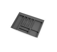 EMUCA - Organizador de Cubiertos, organizador cajón de cocina, cubertero 636x482mm, 8 compartimientos, módulo 70cm, Plástico, Gris Antracita