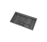 EMUCA - Organizador de Cubiertos, organizador cajón de cocina, cubertero 836x482mm, 10 compartimientos, módulo 90cm, Plástico, Gris Antracita