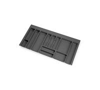 EMUCA - Organizador de Cubiertos, organizador cajón de cocina, cubertero 936x482mm, 12 compartimientos, módulo 100cm, Plástico, Gris Antracita