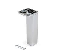 Emuca - Patas para mueble, Pies de plástico para muebles color cromado, Lote de pies con tornillos de montaje, varios modelos (H 140mm Esquina (lote 4 un), Cromado)