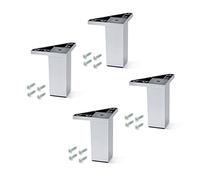 EMUCA - Pies para Muebles de plástico Gris Metalizado, Patas para Mueble, Lote de 4 pies de Altura 120mm con Tornillos de Montaje