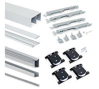 Emuca - Sistema corredero para armario 2 puertas rodadura inferior, espesor 16 mm, cierre suave, tableros no incluidos, perfiles aluminio, Anodizado mate