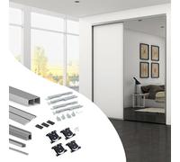 Emuca - Sistema corredero para armario de 2 puertas con perfil tirador Sharp, espesor 19 mm, cierre suave, tableros no incluidos, Anodizado mate