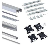 Emuca - Sistema corredero para armario de 2 puertas con perfil Vall, grubość 19 mm, cierre suave, tableros no incluidos, Anodizado mate