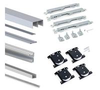 Emuca - Sistema corredero para armario de 2 puertas con perfil Vall, grubość 19 mm, cierre suave, tableros no incluidos, Anodizado mate