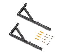 Emuca - Soportes plegables para estante, juego de 2 escuadras abatibles, 403mm, carga máx. 60kg, Pintado negro, Acero