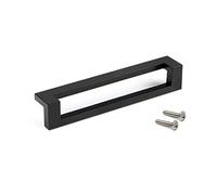 EMUCA - Tirador para mueble Cleveland, intereje 128 mm, L144 mm, Pintado negro, Zamak, 5 un
