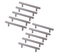 Emuca - Tirador para muebles, tirador para cajón, armario, mueble de cocina, baño, dormitorio y oficina, Ø12mm, CC 448mm, Acero, Niquel satinado, Lote de 10