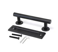 EMUCA - Tirador para puertas correderas colgadas de madera, Longitud 240 mm, Intereje 180 mm, Acero, Negro texturizado