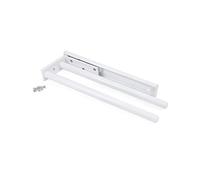 Emuca - Toallero extensible 2 brazos, colgador de toallas para baño o cocina de aluminio, blanco, 310mm de largo