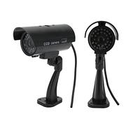 EMUKOEP Cámara de Seguridad Simulada CCTV Falso Cámara de Seguridad de Vigilancia Simulada con Luz Intermitente Roja Realista Etiqueta de Advertencia