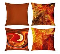 Emvency Juego de 4 Fundas de Almohada Color Naranja Quemado, Abstracto, Rojo, 20 Bronceado, Funky, Acuarela, Grunge, monocromáticas, Decorativas, Decorativas, para sofá, decoración del hogar, Fundas