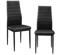 [en.casa] 2 x sillas de Comedor (Negras) 96cm x 43cm x 52cm tapizadas de Cuero sintético Comedor/salón/Cocina - Set