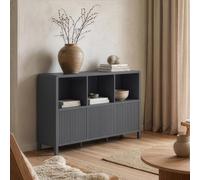 [en.casa] Aparador bajo Lukkodso 6 Compartimentos 77x110x30cm Gris | Mueble auxiliar con puertas variables de Push-to-Open, rectangular, armario multiusos moderno para entrada sala dormitorio