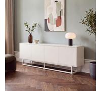 [en.casa] Aparador Boxholm con 4 Puertas 180x30x56 cm - Color Arena | Mesa TV Mueble de salón oficina multiusos con 4 compartimentos cerrados con pasacables puertas Push-to-Open base metálica