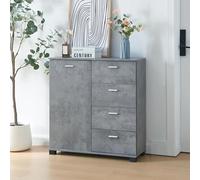 [en.casa] Aparador Döbritz con Puerta 4 Cajones y 2 Estantes Internos Regulables en Altura Armario Zapatero Mueble Zapatero Aglomerado 76 x 80 x 28 cm - Efecto Hormigón