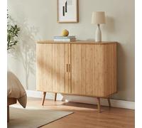 [en.casa] Aparador Nordkapp con Puertas Correderas Mueble de TV en Forma Rectangular Armario Multiusos 4 Compartimentos Cerrados Bambú Pino 100 x 40 x 80 cm - Natural
